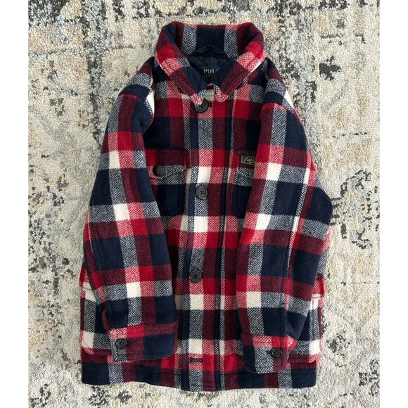 Polo Ralph Lauren Kids Boys Full Zip Wool Blend Jacket Coat Plaid Size 5 Preppy - Picture 4 of 8